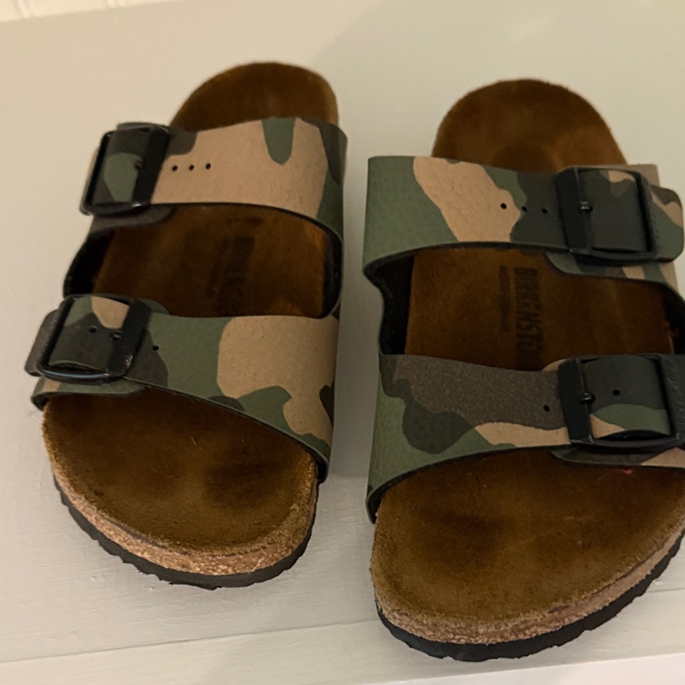 Birkenstock Kids Green Camouflage Sandals
